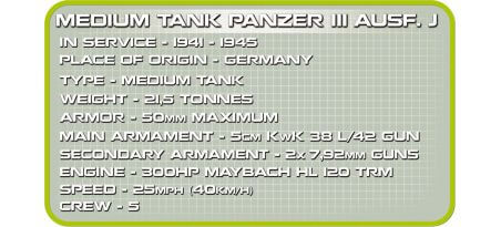 Char allemand Panzer III Ausf. J - COBI-2451