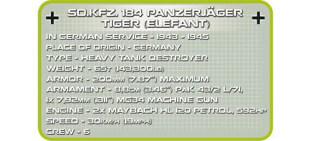 Char allemand SD. KFZ. 184 Panzerjäger Tiger (Elefant) - COBI-2507