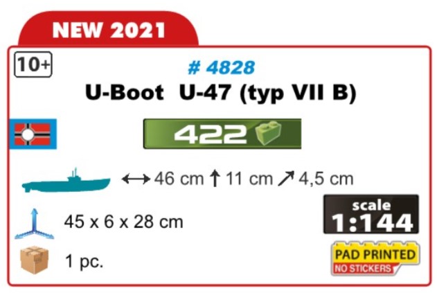 Cobi (Lego) sous-marin U-boot U-47 (typ VIIB)